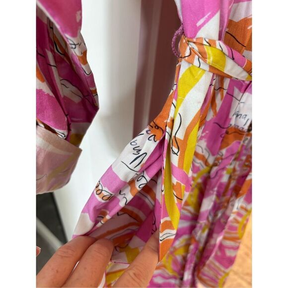 NWT Vera For Anthropologie Confetti Midi Shirt Dress in Pink/Yellow/Orange, Med - Picture 7 of 9